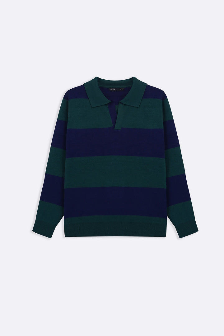 NAVY GREEN RUGBY SWEATER