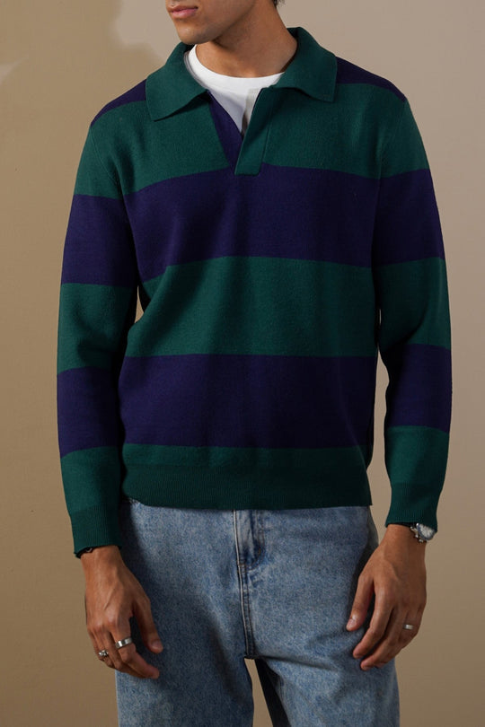 NAVY GREEN RUGBY SWEATER