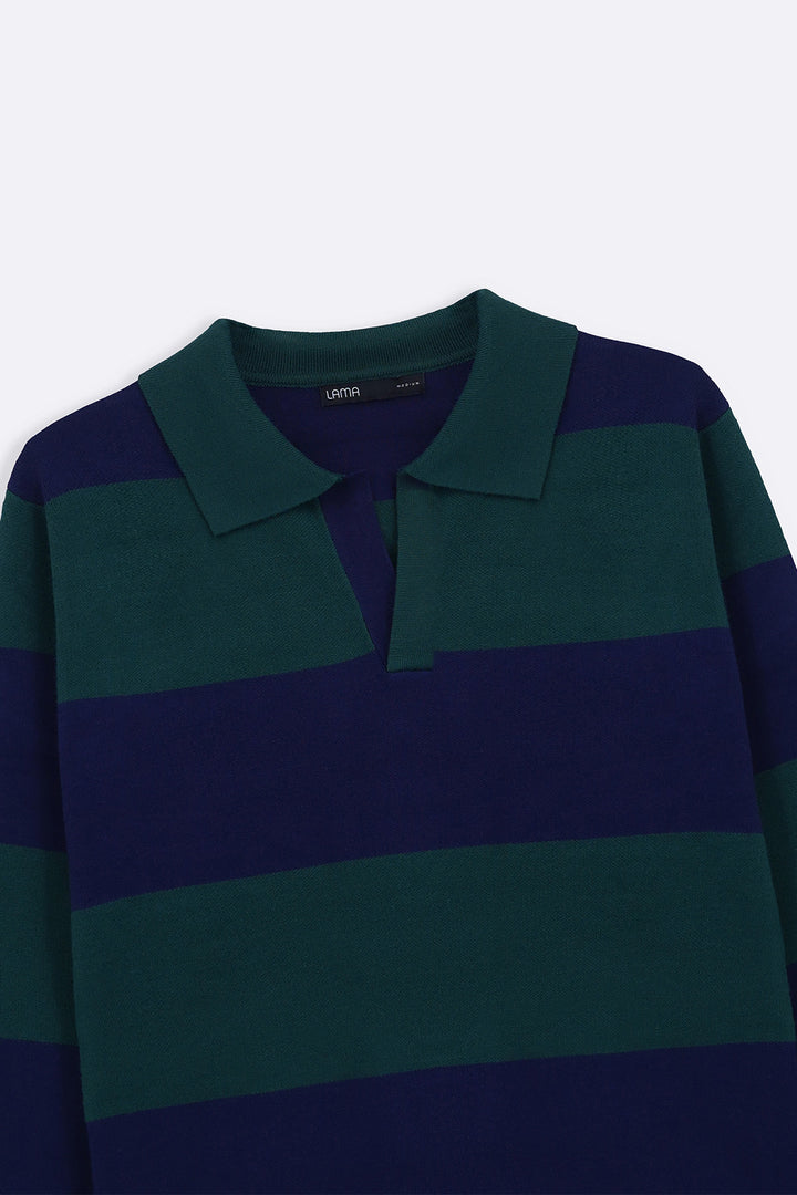 NAVY GREEN RUGBY SWEATER