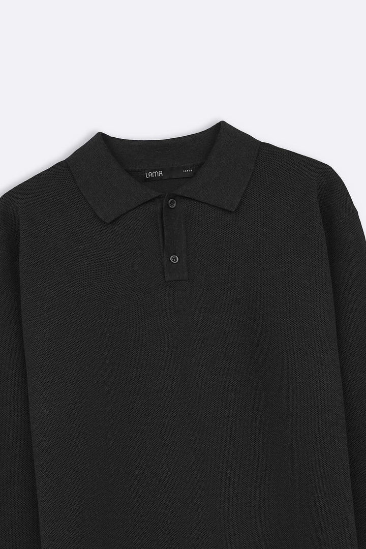 CHARCOAL ACADEMY POLO SWEATER