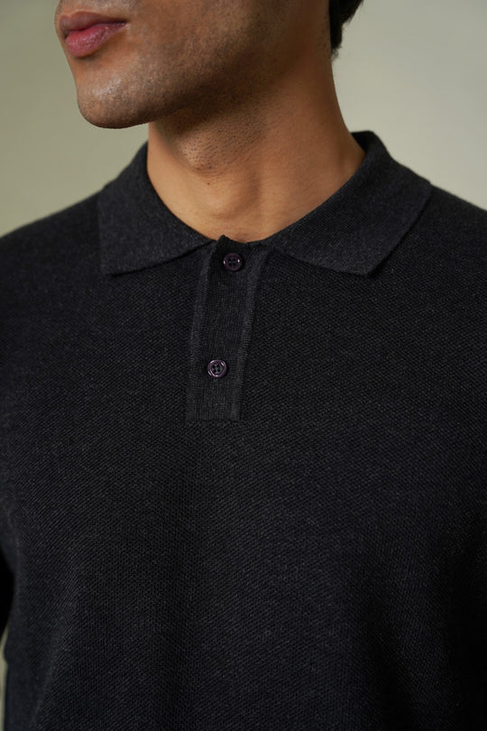 CHARCOAL ACADEMY POLO SWEATER
