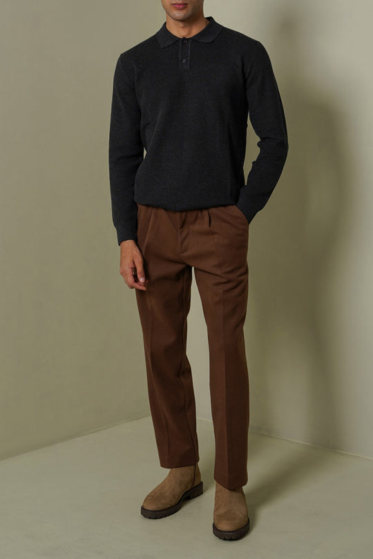 CHARCOAL ACADEMY POLO SWEATER