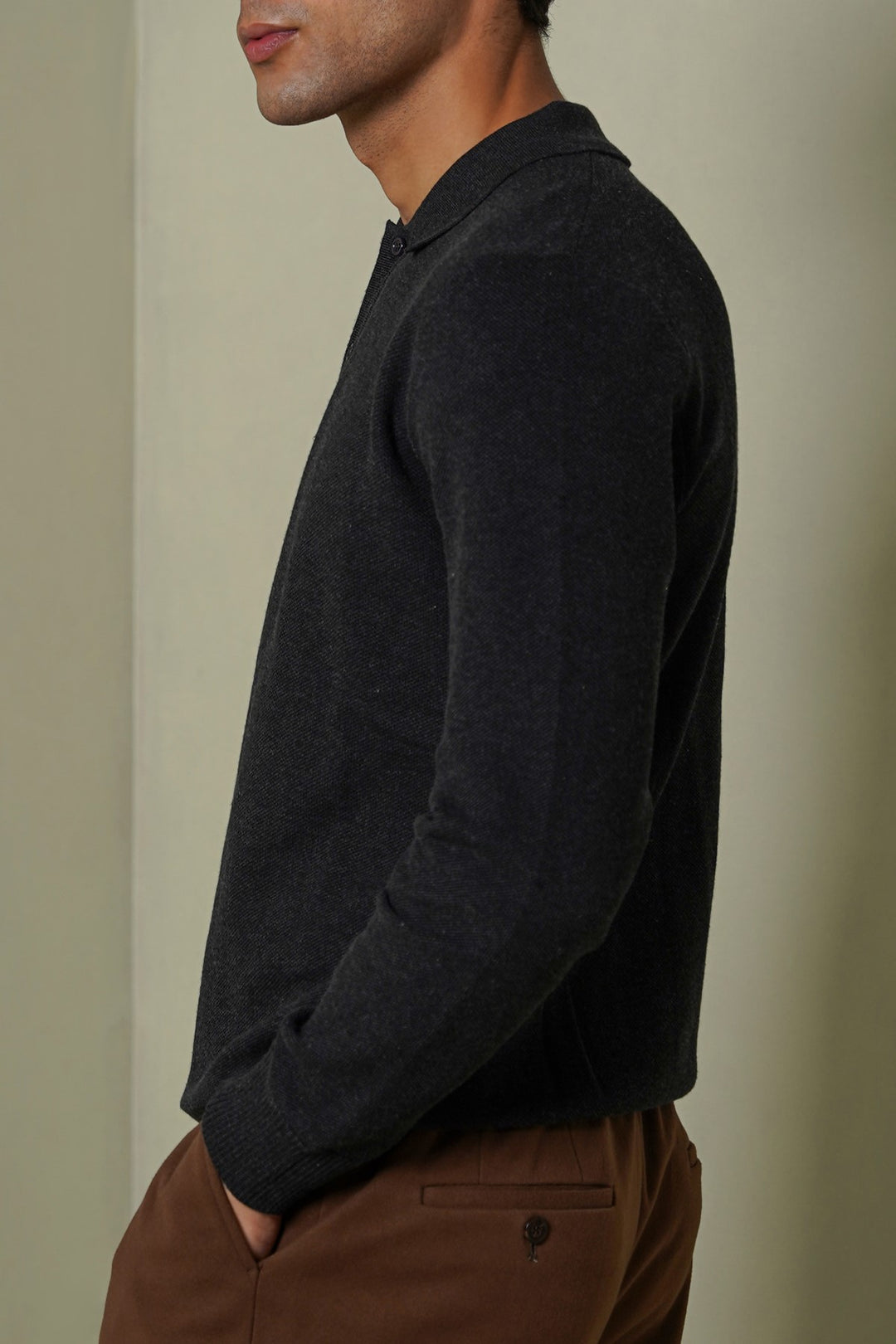 CHARCOAL ACADEMY POLO SWEATER