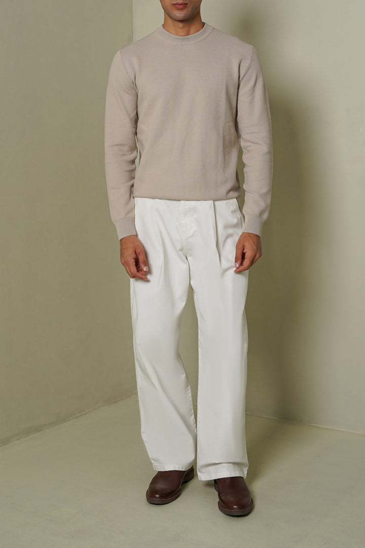 BEIGE CAMBRIDGE CREWNECK SWEATER
