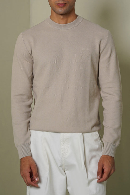 BEIGE CAMBRIDGE CREWNECK SWEATER