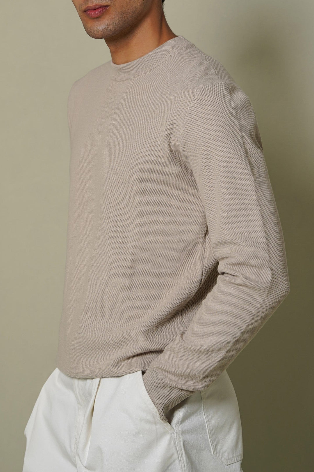 BEIGE CAMBRIDGE CREWNECK SWEATER