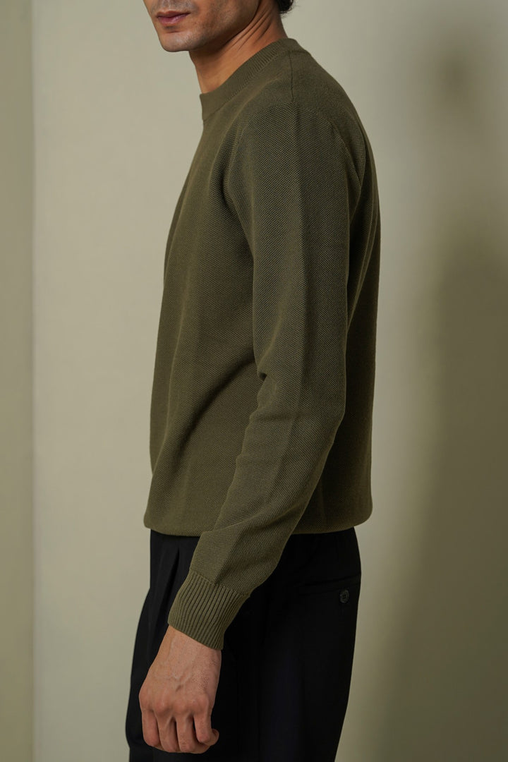 OLIVE CAMBRIDGE CREWNECK SWEATER