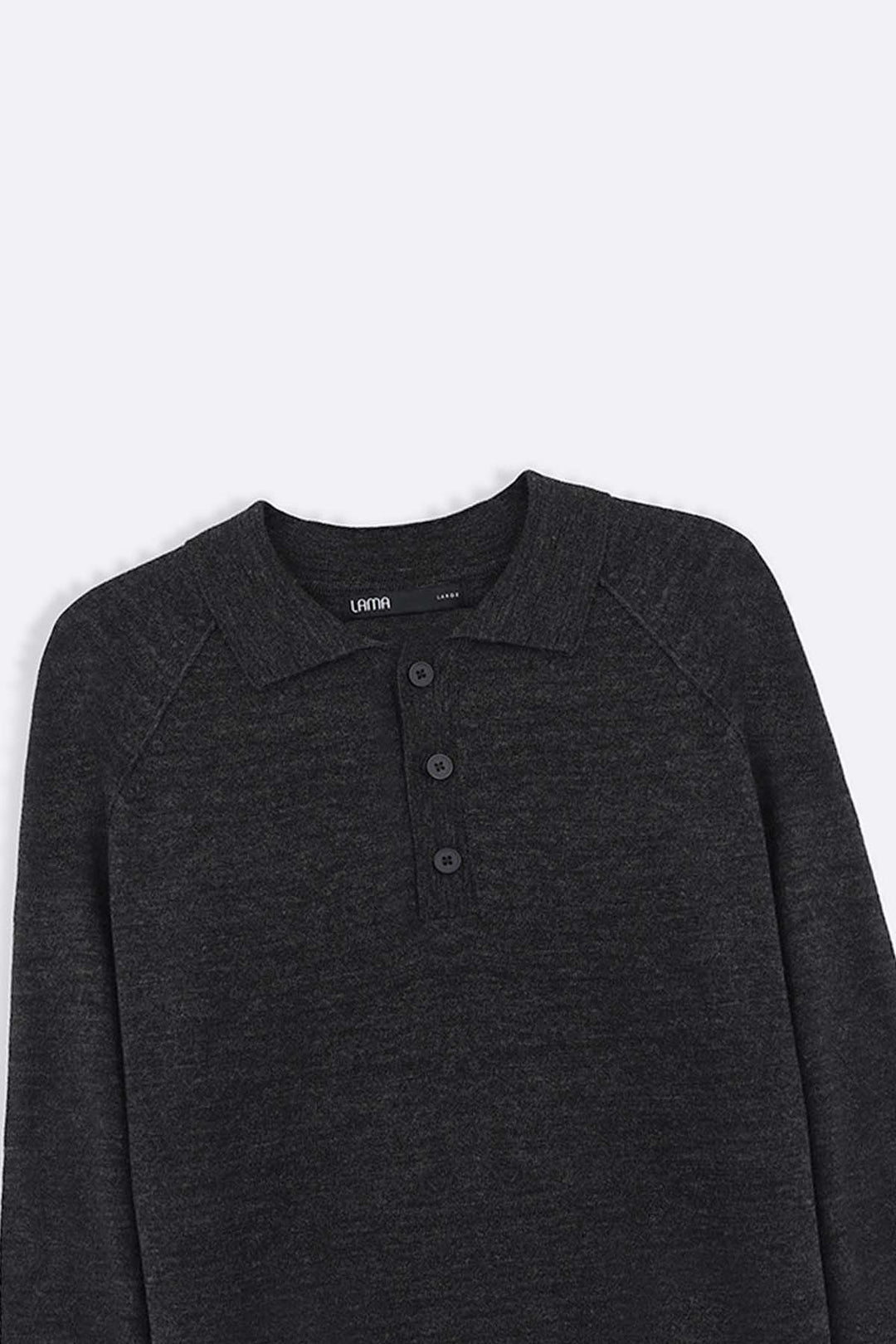 GREY WOOL BLEND POLO SWEATER