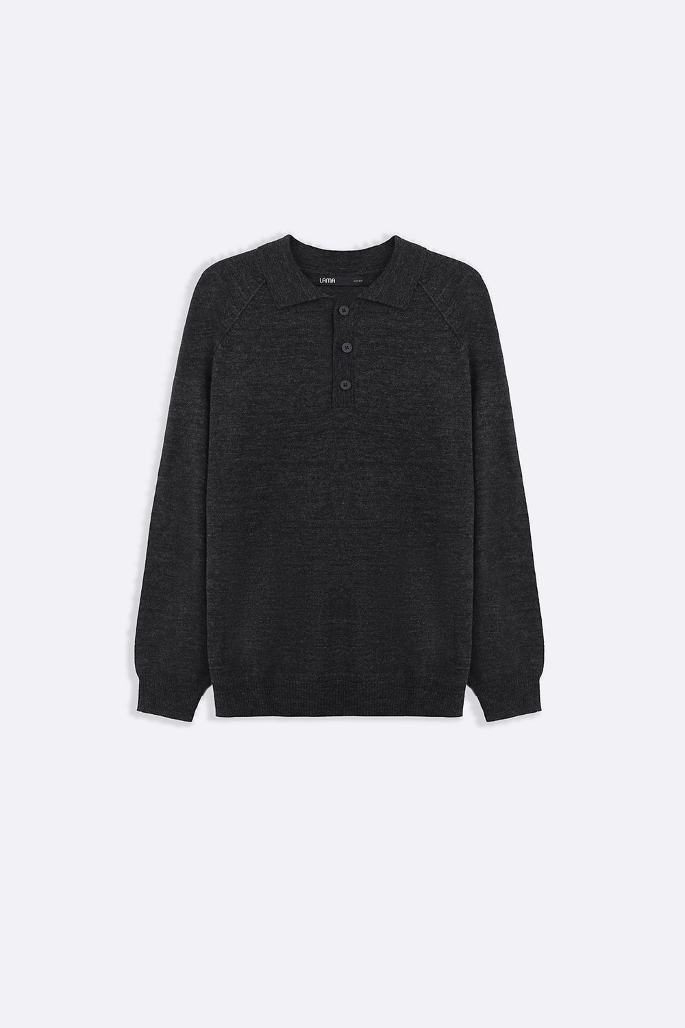 GREY WOOL BLEND POLO SWEATER