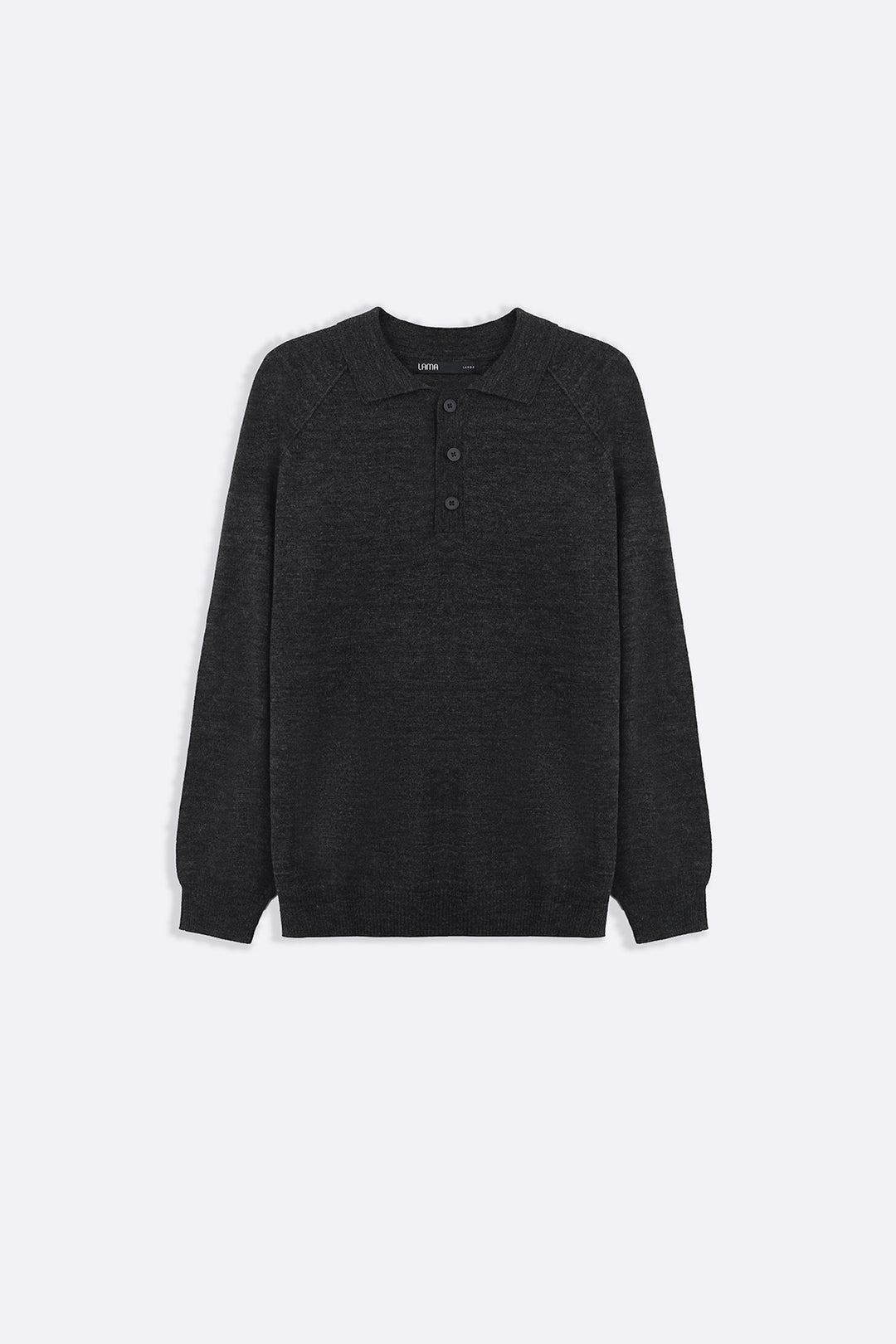 GREY WOOL BLEND POLO SWEATER
