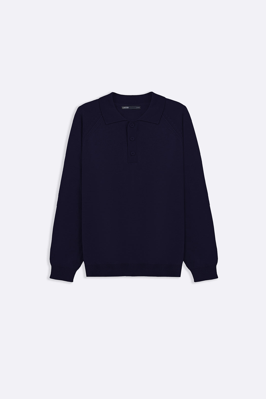 NAVY WOOL BLEND POLO SWEATER