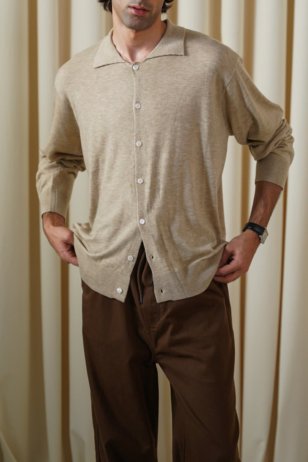 BEIGE CLASSIC CARDIGAN