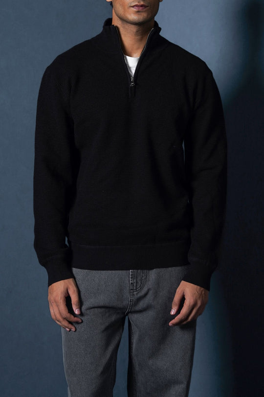 BLACK TEXTURED JUMPER