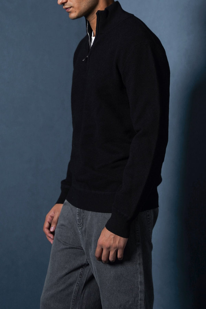 BLACK TEXTURED JUMPER