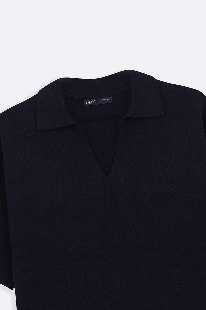 BLACK HALF SLEEVES SWEATER
