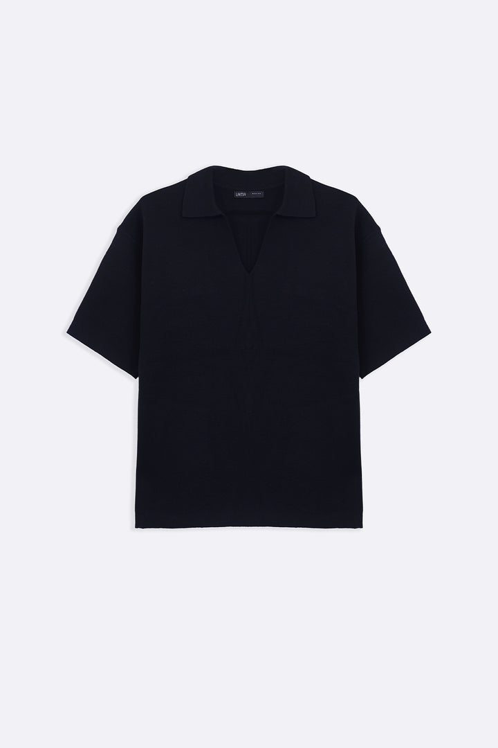 BLACK HALF SLEEVES SWEATER