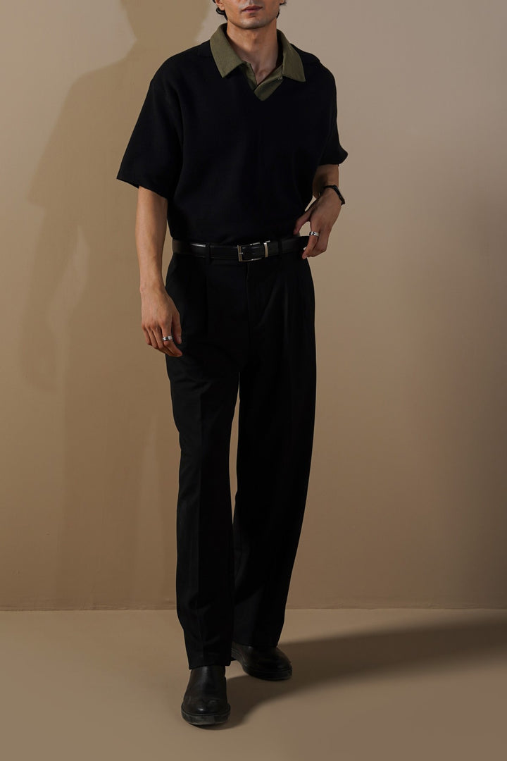 BLACK HALF SLEEVES SWEATER