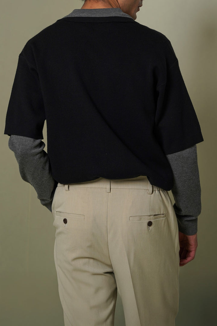 BLACK HALF SLEEVES SWEATER