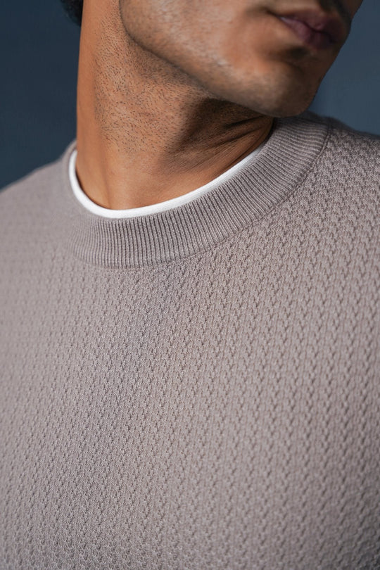 BEIGE CREW NECK SWEATER