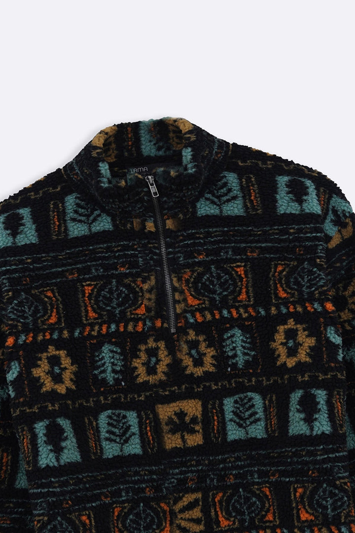 BLACK AZTEC SHERPA PULLOVER