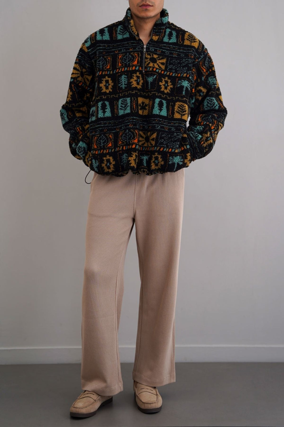 BLACK AZTEC SHERPA PULLOVER