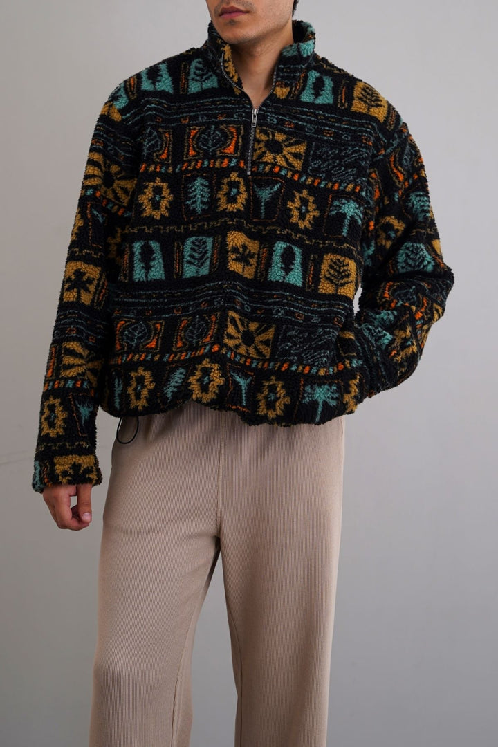 BLACK AZTEC SHERPA PULLOVER