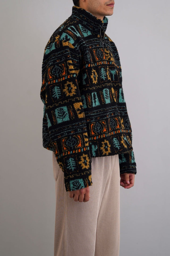 BLACK AZTEC SHERPA PULLOVER