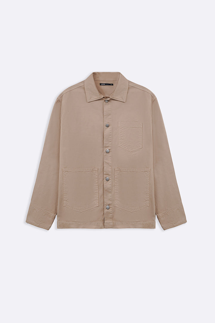 BEIGE TWILL UTILITY JACKET