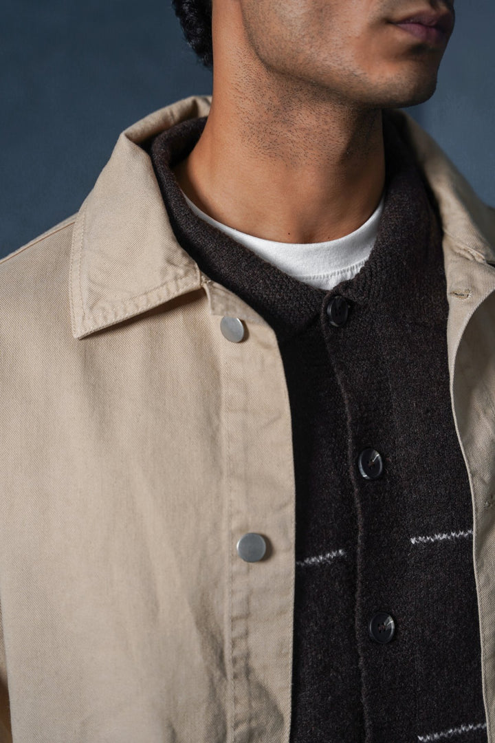 BEIGE TWILL UTILITY JACKET
