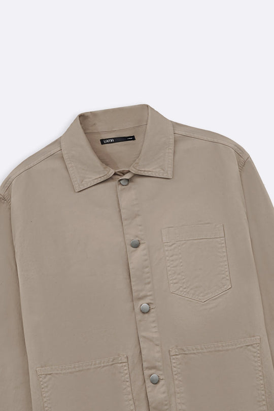 BEIGE TWILL UTILITY JACKET