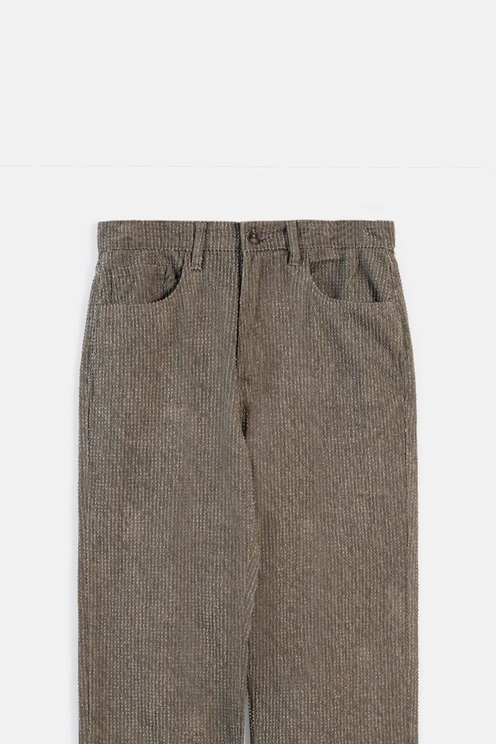 ARMY GREEN TEXTURED JACQUARD JEANS