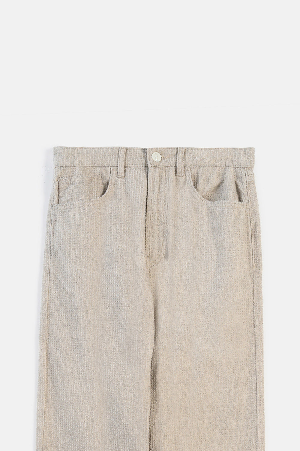 BEIGE TEXTURED JACQUARD JEANS