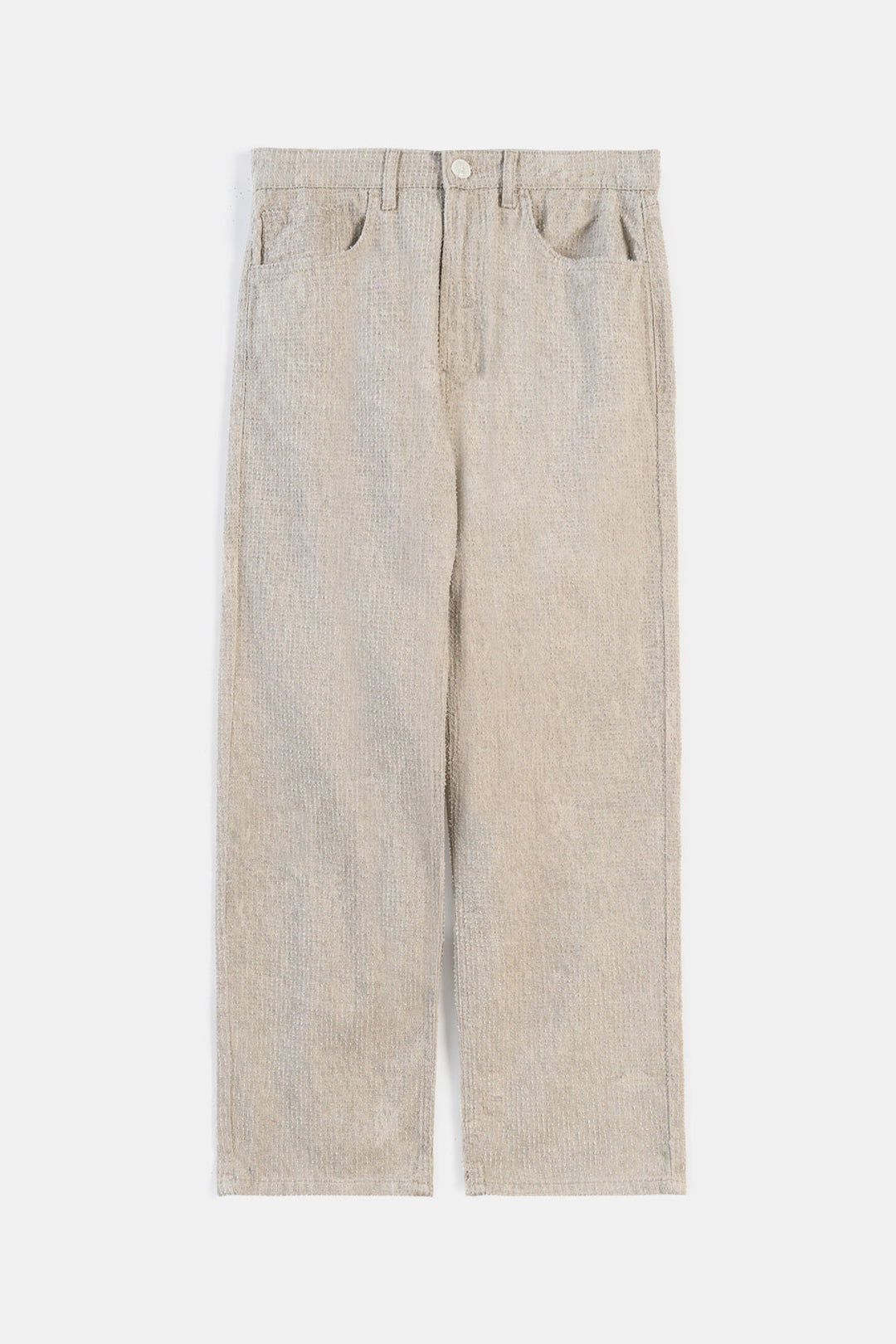 BEIGE TEXTURED JACQUARD JEANS