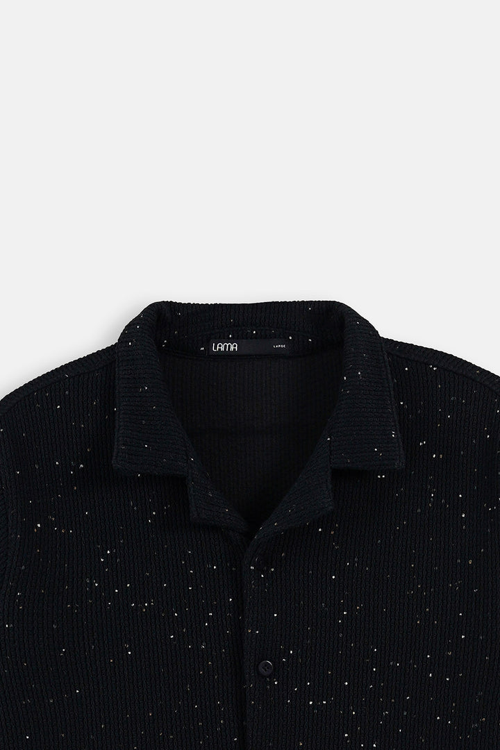 BLACK COASTAL FLECK COLLARED SHIRT