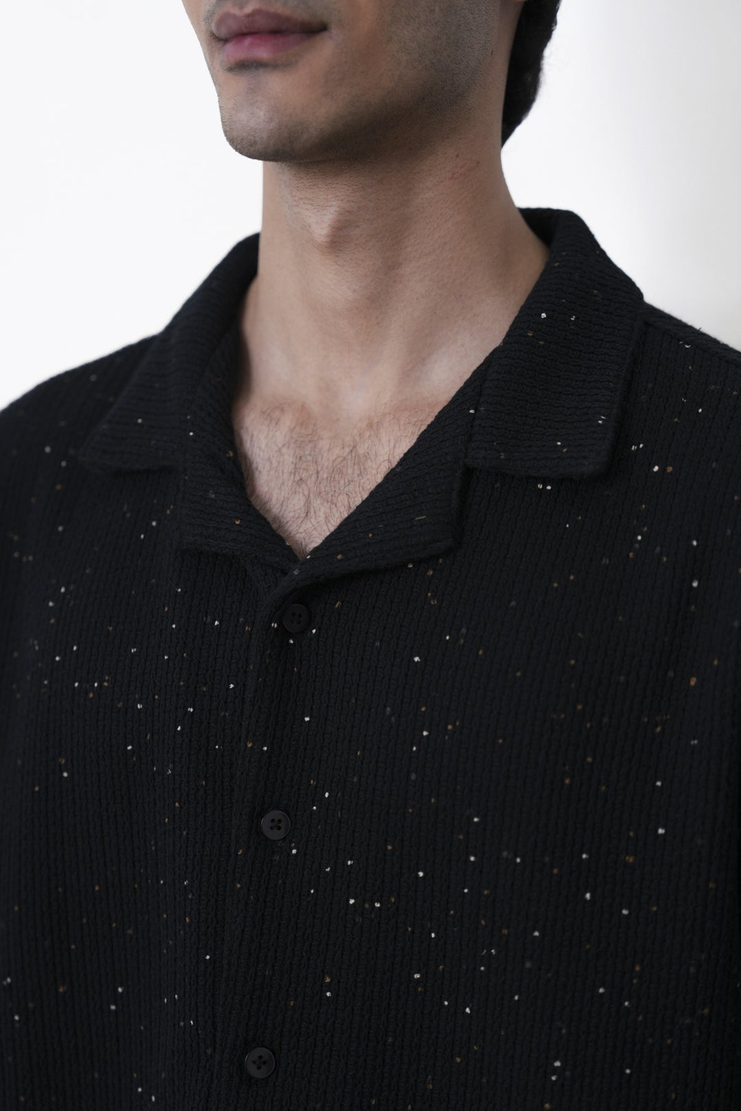 BLACK COASTAL FLECK COLLARED SHIRT