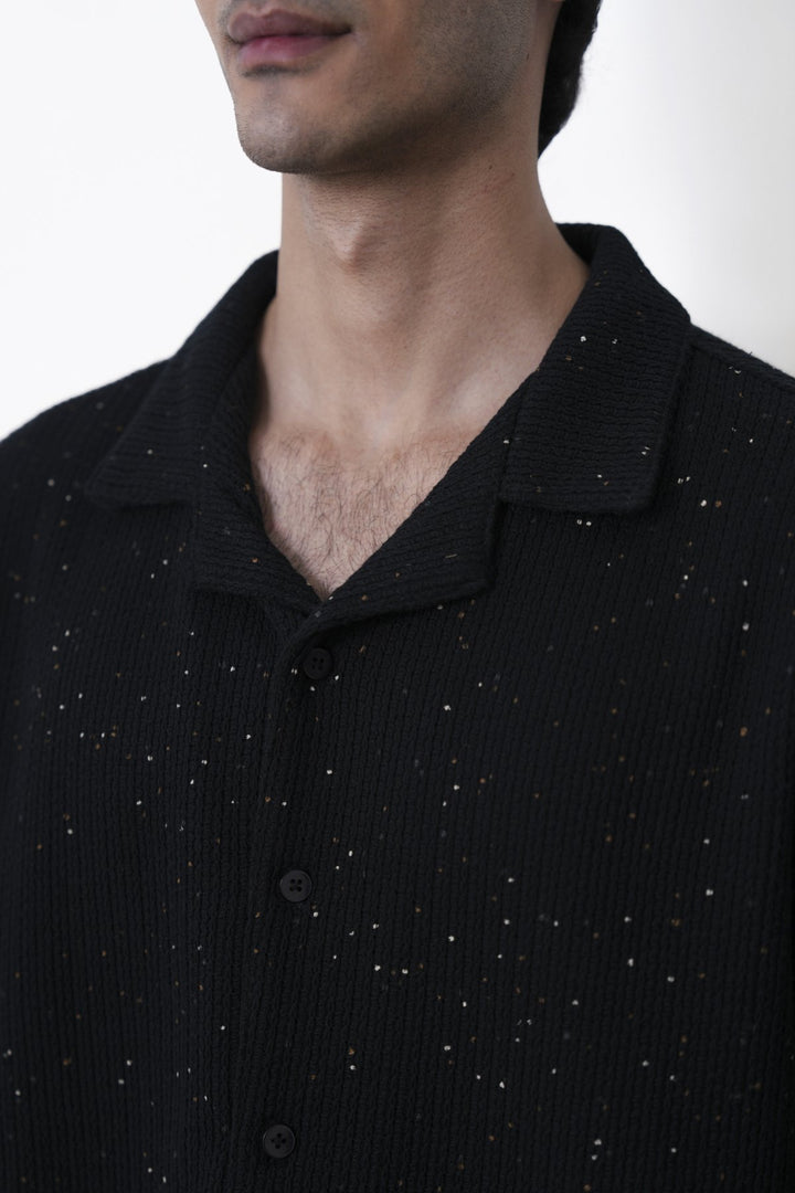 BLACK COASTAL FLECK COLLARED SHIRT