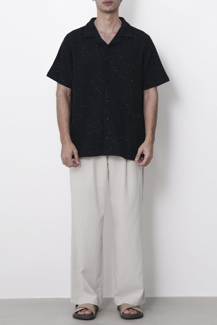 BLACK COASTAL FLECK COLLARED SHIRT