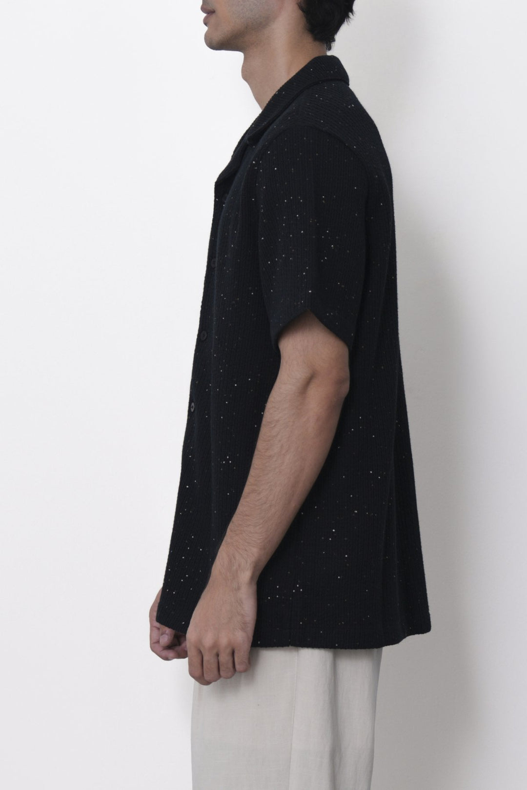 BLACK COASTAL FLECK COLLARED SHIRT