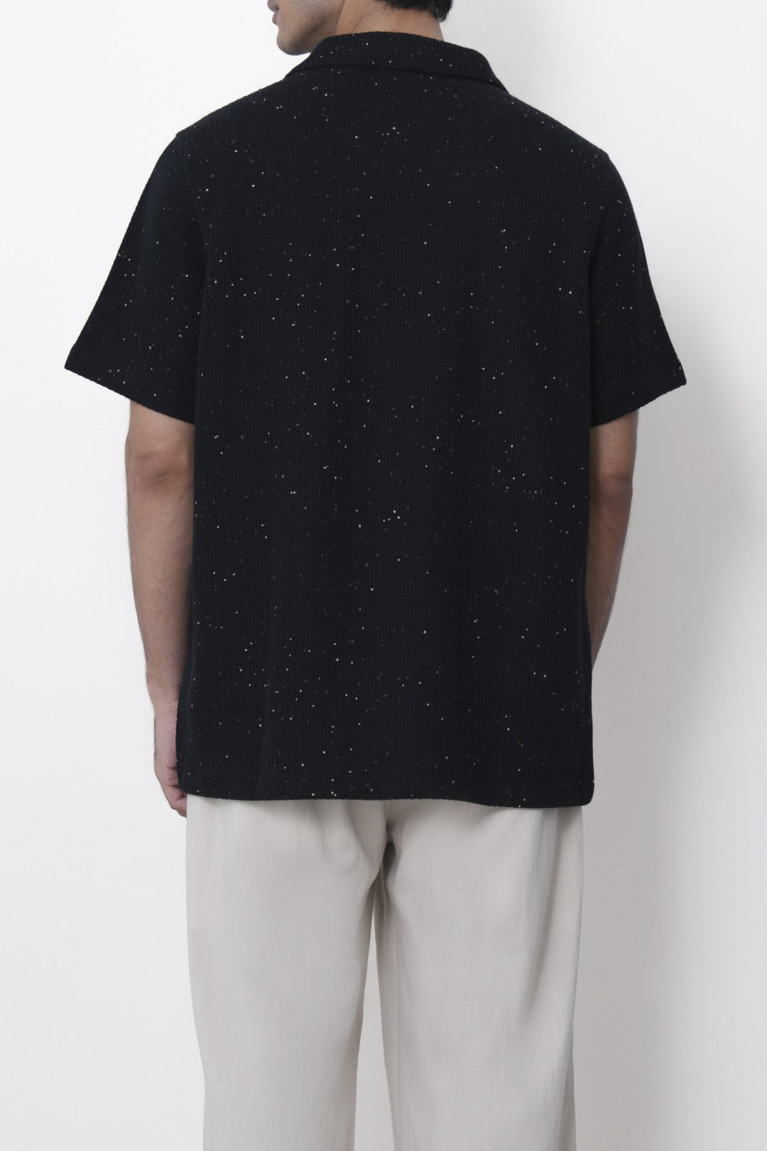 BLACK COASTAL FLECK COLLARED SHIRT