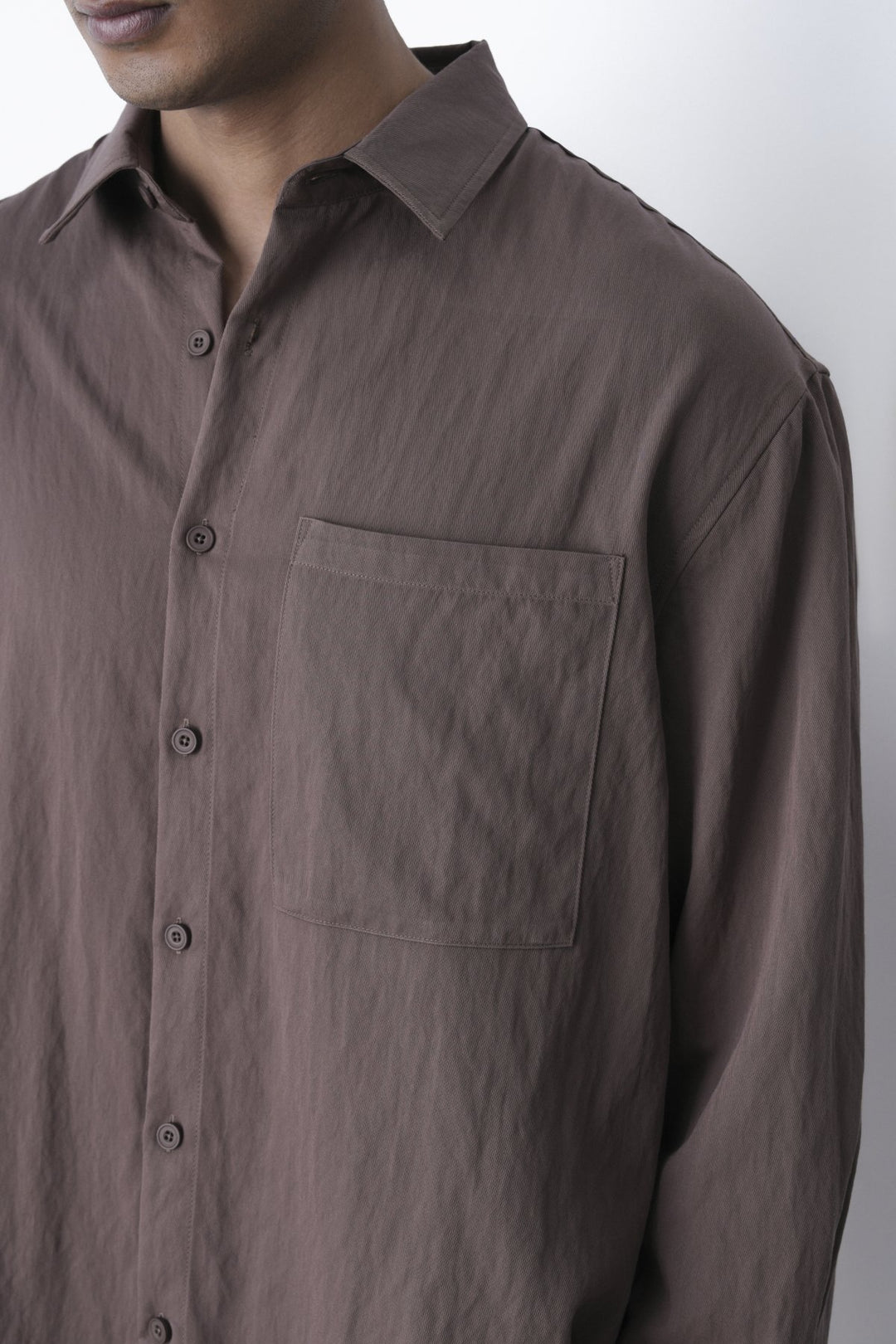 BROWN RELAXED TWILL SHIRT