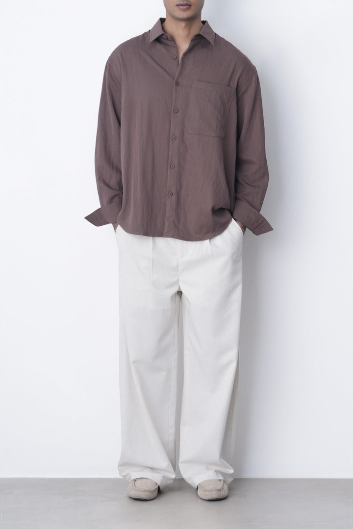 BROWN RELAXED TWILL SHIRT