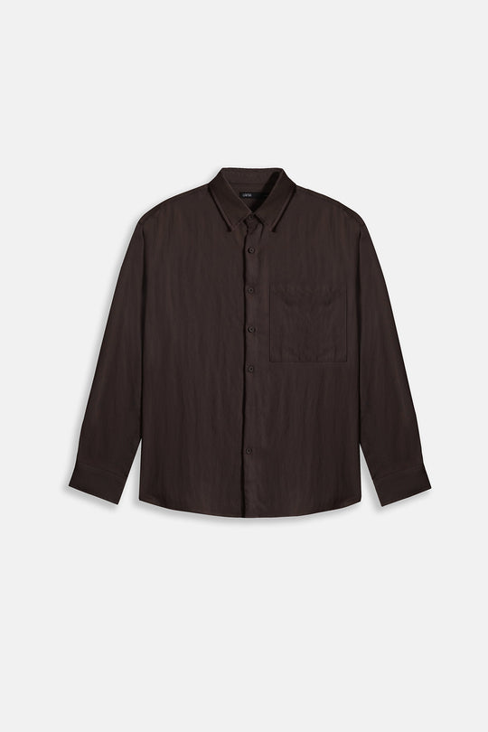 BROWN RELAXED TWILL SHIRT