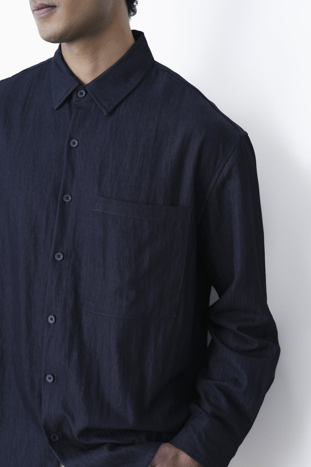 NAVY RELAXED TWILL SHIRT