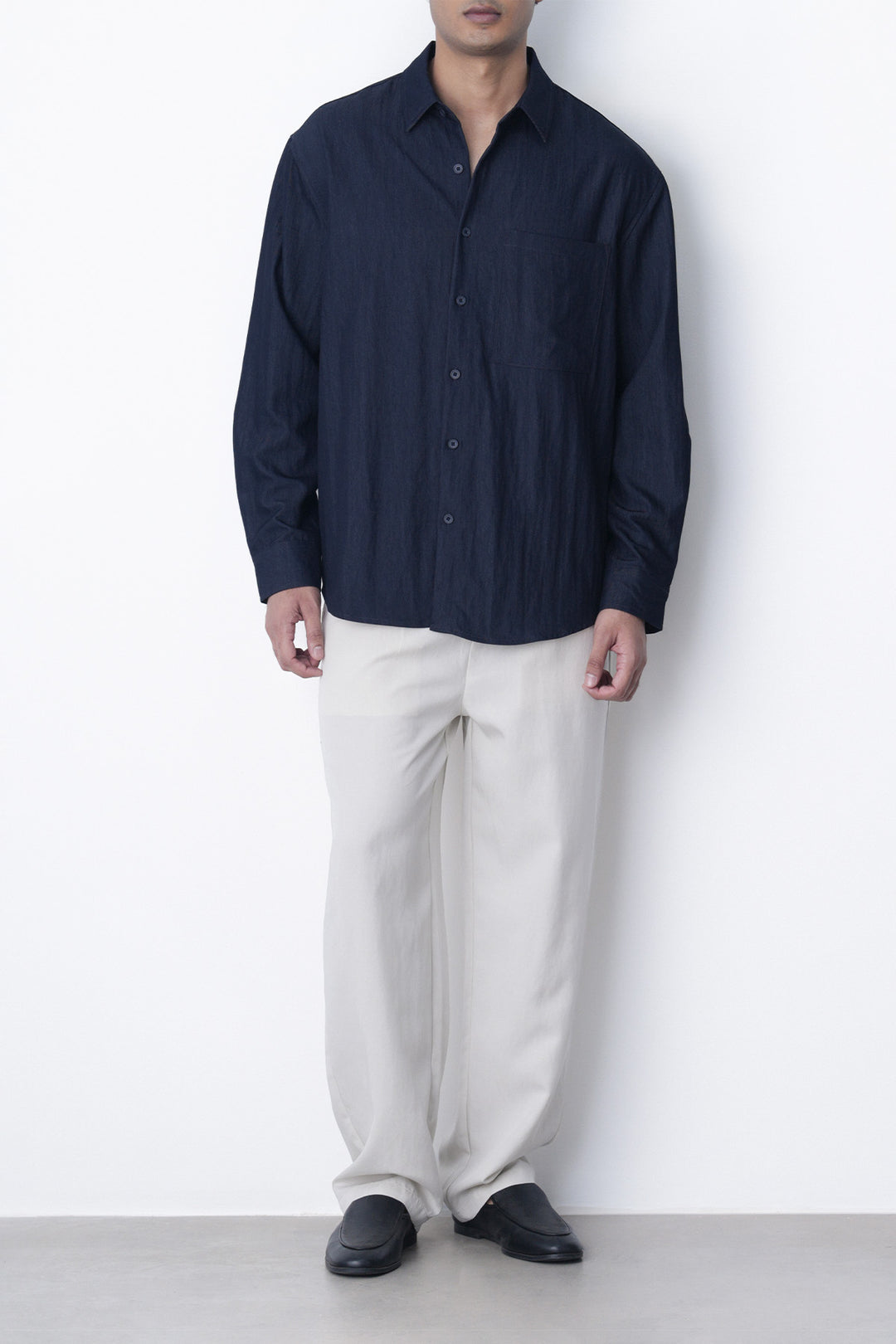 NAVY RELAXED TWILL SHIRT