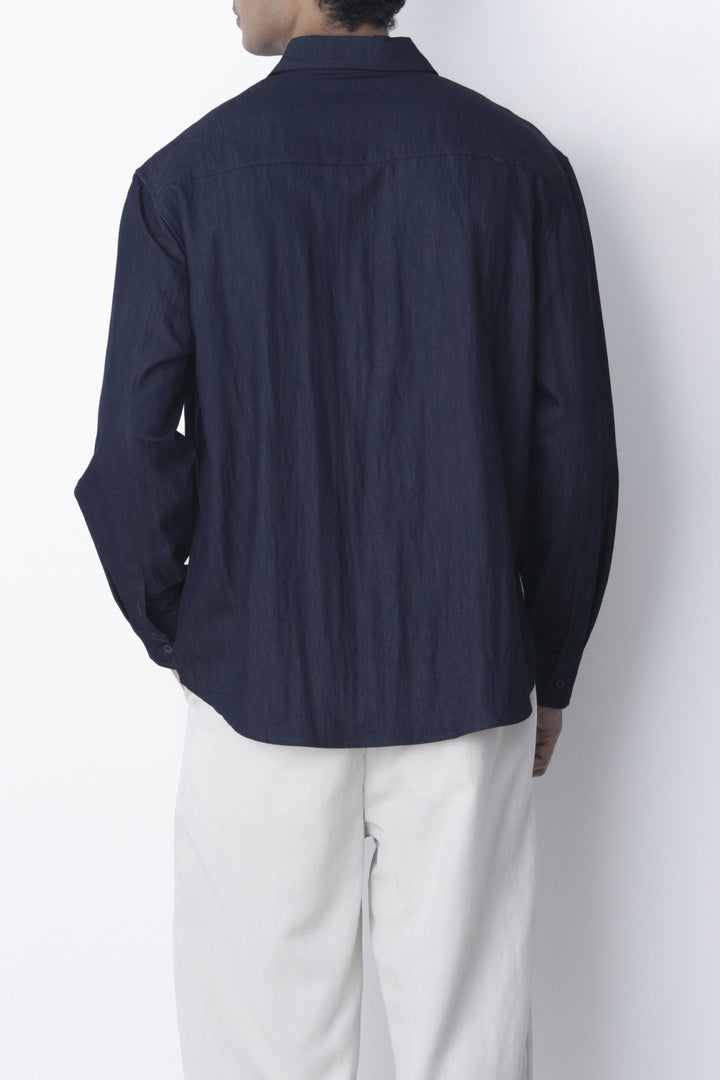 NAVY RELAXED TWILL SHIRT