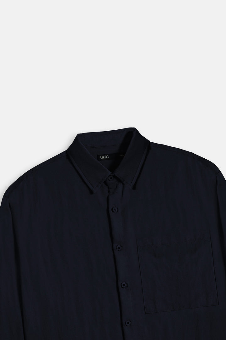 NAVY RELAXED TWILL SHIRT