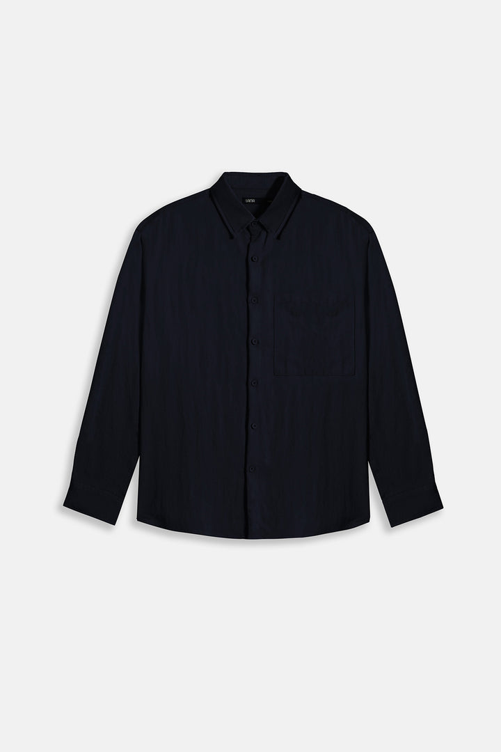NAVY RELAXED TWILL SHIRT