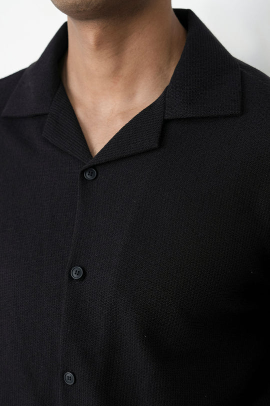 BLACK TEXTURED WEEKEND SHIRT