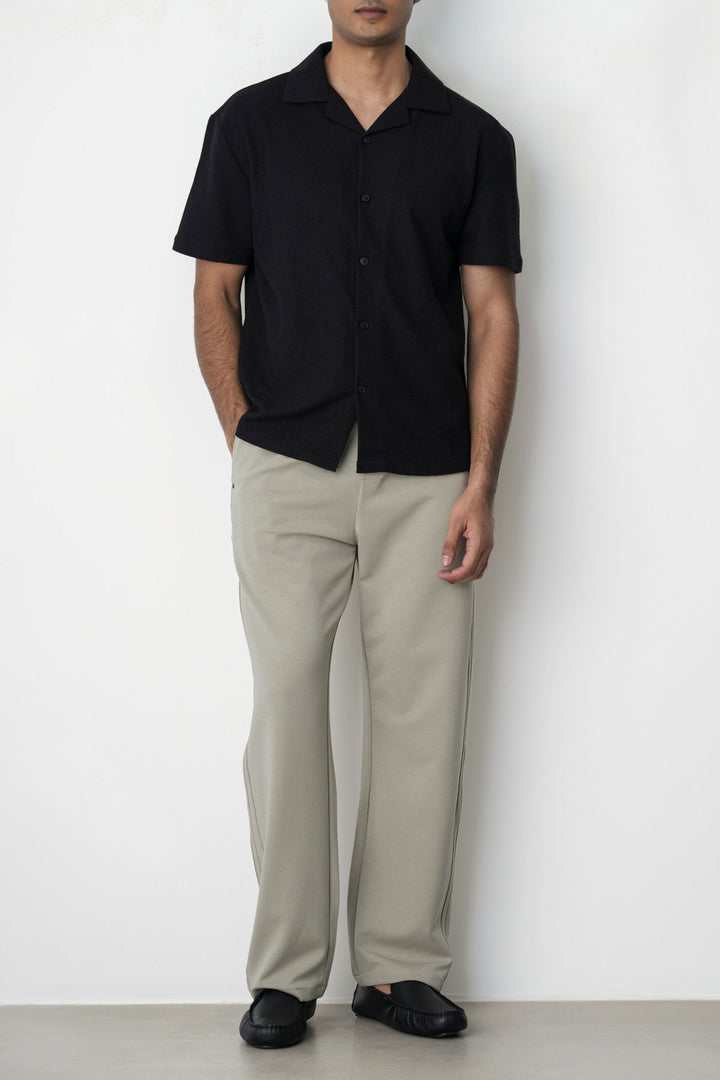 BLACK TEXTURED WEEKEND SHIRT
