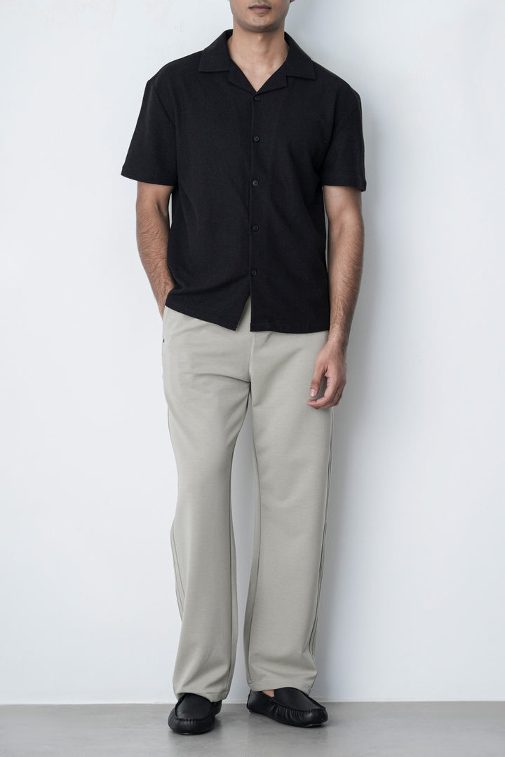 BLACK RESORT COLLAR SHIRT